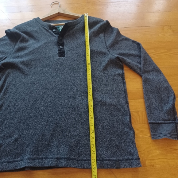 Roots Men's XL Killarney Henley Pepper Gray Black Shirt Cotton Sweater - Picture 6 of 11